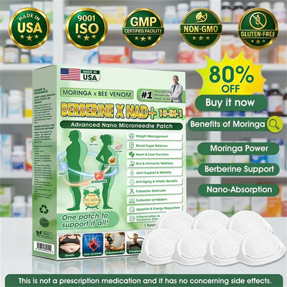 👨‍⚕️ Moringa · Berberine × NAD+ 10-in-1 Advanced Nano Microneedle Patch - Once Daily, Visible Results in 7 Days